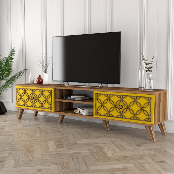 Hanah Home Soporte para TV Nogal y Amarillo Hanah Home Soporte para TV Nogal y Amarillo